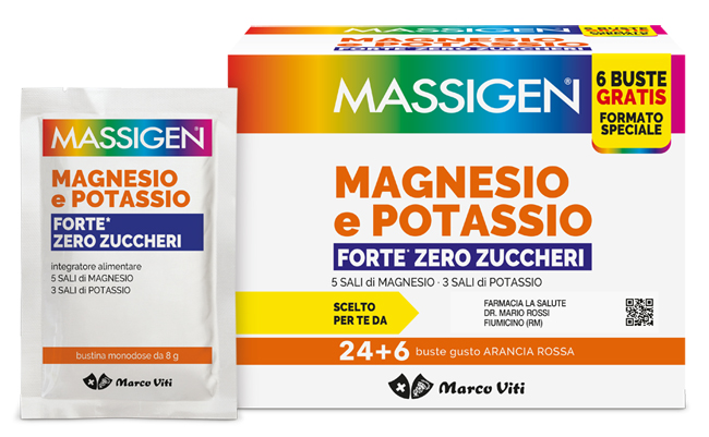 MASSIGEN MAGNESIO POTASSIO FORTE ZERO ZUCCHERO 24 BUSTINE + 6 BUSTINE - farmanauta.it