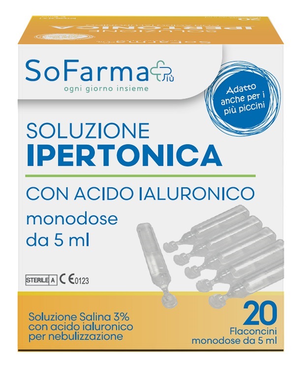 SOLUZIONE IPERTONICA 3% ACIDO IALURONICO 20 FLACONI 5 ML SOFARMAPIU' - farmanauta.it