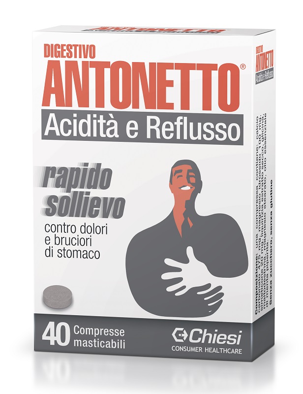 DIGESTIVO ANTONETTO ACIDITA' E REFLUSSO 40 COMPRESSE MASTICABILI - farmanauta.it