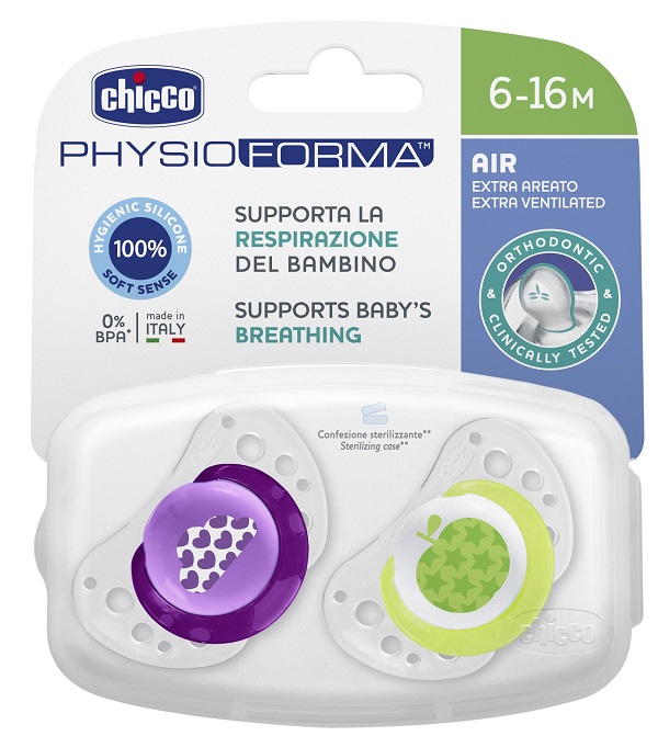 CHICCO SUCCHIETTO AIR GIRL IN SILICONE 6-16 MESI 2 PEZZI - farmanauta.it