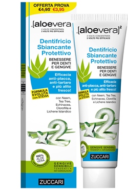 ALOEVERA2 DENTIFRICIO SBIANCANTE PROTETTIVO CON STEVIA 100 ML - farmanauta.it