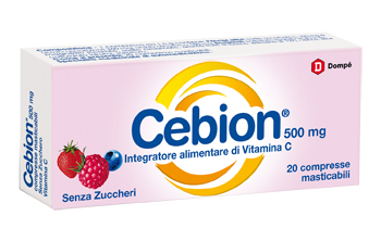 CEBION MASTICABILE SENZA ZUCCHERO VITAMINA C 500 MG 20 COMPRESSE - farmanauta.it