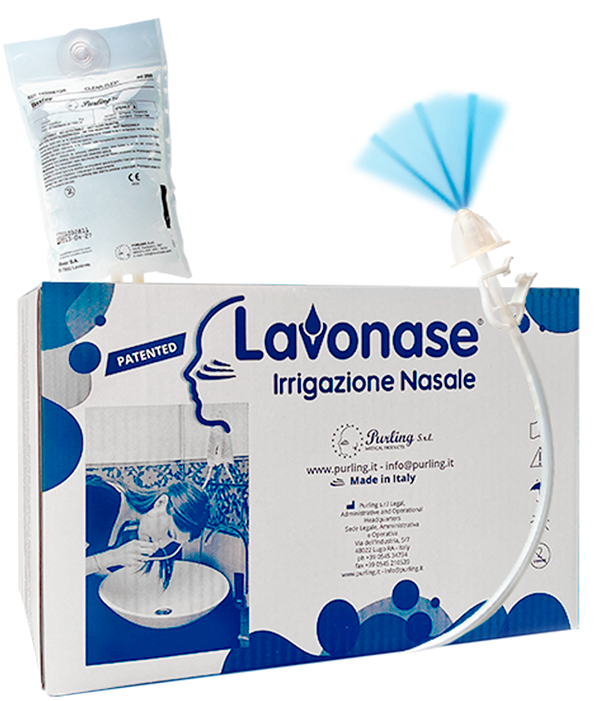 LAVONASE 2 BLISTER STERILI + 10 SACCHE SOLUZIONE FISIOLOGICAPER LAVAGGI NASALI + 1 CLAMP + 1 VENTOSA - farmanauta.it