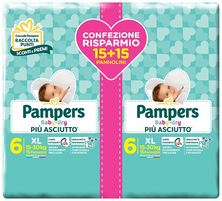 PAMPERS BABY DRY DUO DWCT XL 30 PEZZI - farmanauta.it