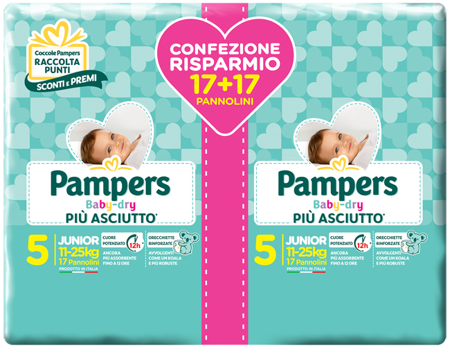 PAMPERS BABY DRYDUO DWCT JUNIOR X 34 PEZZI - farmanauta.it