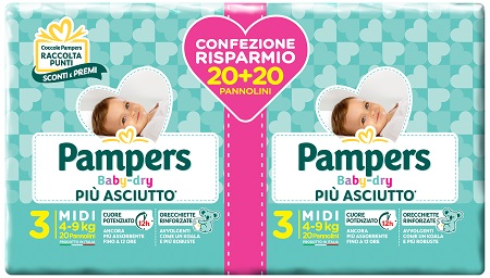 PAMPERS BABY DRYDUO DWCT MIDI 40 PEZZI - farmanauta.it