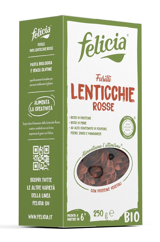 FELICIA BIO FUSILLI DI LENTICCHIE ROSSE 250 G - farmanauta.it