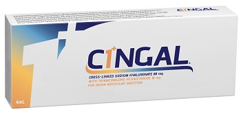 SIRINGA PRERIEMPITA INTRA ARTICOLARE CINGAL 4 ML 22MG/ML ACIDO RETICOLATO CON 4,5 MG/ML TRIAMCINOLONE ESACETONIDE - farmanauta.it