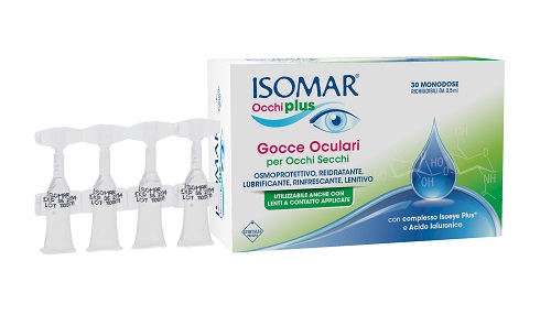 ISOMAR OCCHI PLUS GOCCE OCULARI PER OCCHI SECCHI ALL'ACIDO IALURONICO 0,25% 30 FLACONCINI MONODOSE - farmanauta.it