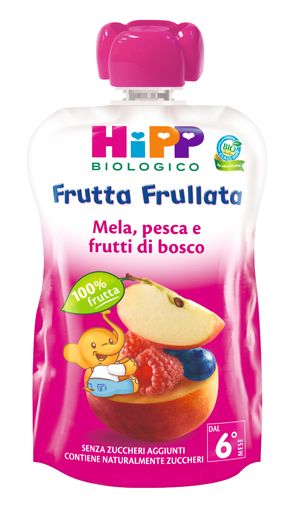 HIPP BIO FRUTTA FRULLATA MELA PESCA FRUTTI DI BOSCO 90 G - farmanauta.it