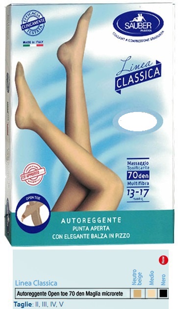 SAUBER AUTOREGGENTE OPEN TOE MAGLIA MICRORETE 70 DEN COLORE NEUTRO BEIGE TAGLIA 3 LINEA CLASSICA - farmanauta.it