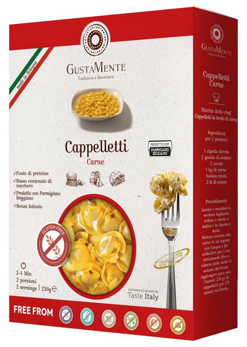 GUSTAMENTE CAPPELLETTI CARNE PASTA ALL'UOVO RIPIENA 250 G - farmanauta.it