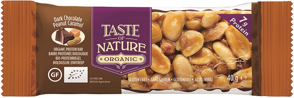 TASTE OF NATURE BARRETTA ALLE ARACHIDI E CARAMELLO CON CIOCCOLATO FONDENTE  BIO 40 G - farmanauta.it