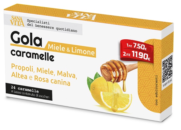 SANAVITA GOLA LIMONE MIELE 24 COMPRESSE - farmanauta.it