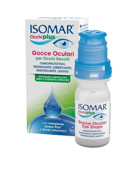 ISOMAR OCCHI PLUS GOCCE OCULARI PER OCCHI SECCHI ALL'ACIDO IALURONICO 0,25% 10 ML - farmanauta.it