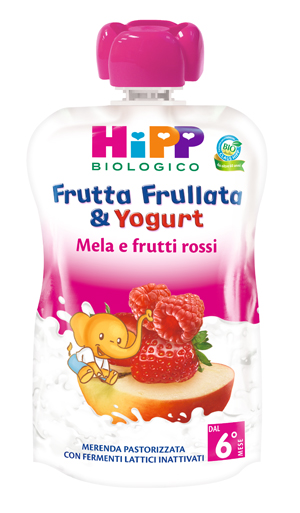 HIPP BIO FRUTTA FRULLATA YOGURT MELA FRUTTI ROSSI 90 G - farmanauta.it
