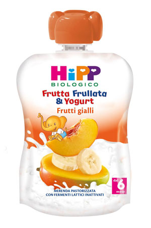 HIPP BIO FRUTTA FRULLATA YOGURT FRUTTI GIALLI 90 G - farmanauta.it