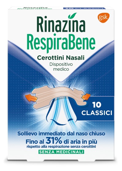 RINAZINA RESPIRABENE CEROTTI NASALI CLASSICI CARTON 10 PEZZI - farmanauta.it