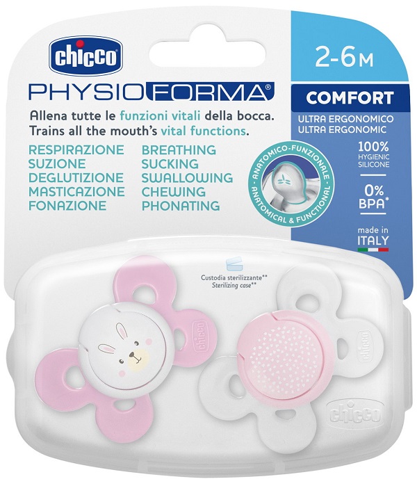 CHICCO SUCCHIETTO COMFORT GIRL SILICONE 0-6 MESI 2 PEZZI - farmanauta.it