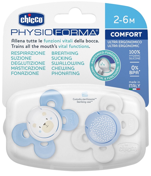 CHICCO SUCCHIETTO COMFORT BOY SILICONE 0-6 MESI 2 PEZZI - farmanauta.it