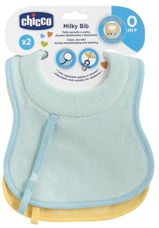 CHICCO BAVAGLINE 0M+ 2PZ AZZURRO - farmanauta.it
