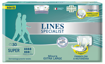 PANNOLONE MUTANDA LINES SPECIALIST EXTRALARGE SUPER 30 PEZZI - farmanauta.it