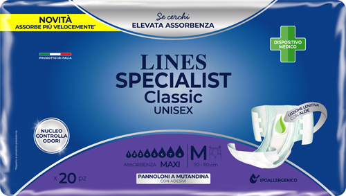 PANNOLONE MUTANDA LINES SPECIALIST CLASSIC MM MAXI 20 PEZZI - farmanauta.it
