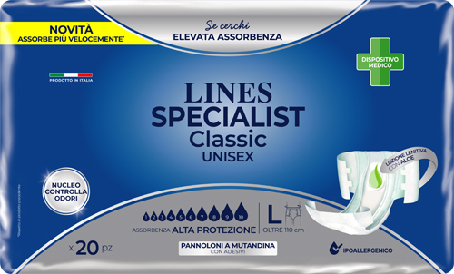 PANNOLONE A MUTANDA LINES SPECIALIST CLASSIC ALTAPROTEZIONE MG 20 PEZZI - farmanauta.it