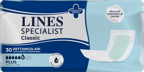PANNOLONE LINES SPECIALIST CLASSIC RETTANGOLARE CON BARRIERA 30 PEZZI - farmanauta.it