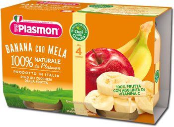 PLASMON OMOGENEIZZATO BANANA/MELA 2 X 104 G - farmanauta.it