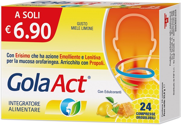 GOLA ACT MIELE LIMONE 24 COMPRESSE SOLUBILI 33,6 G - farmanauta.it
