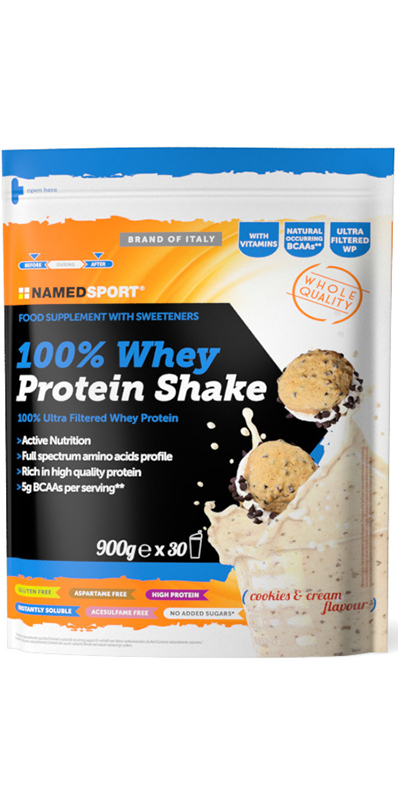 100% WHEY PROTEIN SHAKE COOKIES & CREAM 900 G - farmanauta.it
