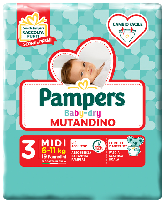 PAMPERS BABY DRY MUTANDINA MIDI SMALL PACK 19 PEZZI - farmanauta.it