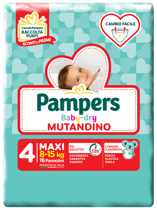 PAMPERS BABY DRY MUTANDINO SM TAGLIA 4 MAXI SMALL PACK 16 PEZZI - farmanauta.it
