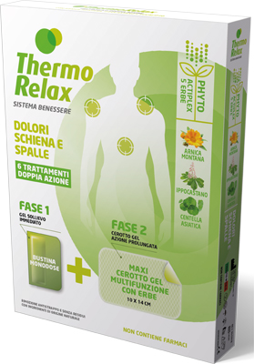 THERMORELAX PHYTO GEL DOLORI SCHIENA E SPALLE FASE 1 GEL SOLLIEVO IMMEDIATO E FASE 2 MAXI CEROTTO GEL MULTIFUNZIONALE CON ERBE 6 PEZZI - farmanauta.it