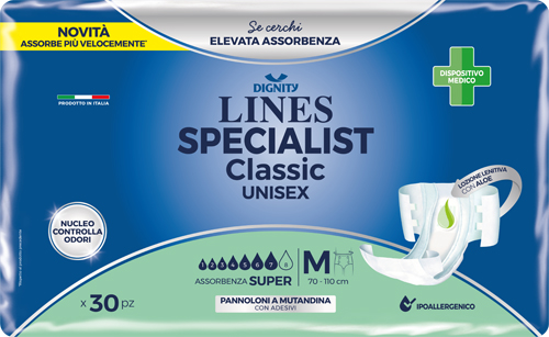 PANNOLONE MUTANDINA LINES SPECIALIST CLASSIC SUPER ULTRA MM 30 PEZZI - farmanauta.it