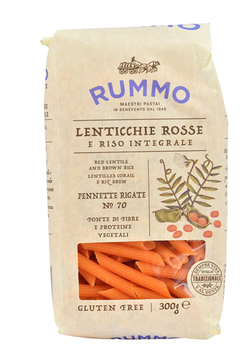 RUMMO PENNETTE RIGATE N 70 LENTICCHIE ROSSE E RISO INTEGRALE 300 G - farmanauta.it