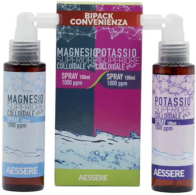 MAGNESIO SUPERIORE COLLOIDALE PLUS SPRAY 1000 PPM 100 ML + POTASSIO COLLOIDALE PLUS 1000PPM SPRAY 100 ML - farmanauta.it