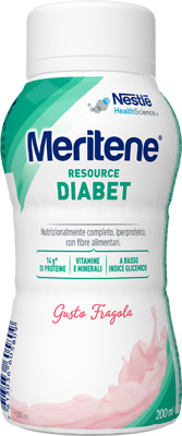MERITENE RESOURCE DIABET FRAGOLA ALIMENTO IPERPROTEICO 28 VITAMINE E MINERALI 200 ML - farmanauta.it