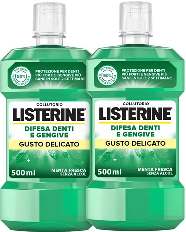 LISTERINE DENTI & GENGIVE GUSTO DELICATO 2 X 500 ML - farmanauta.it