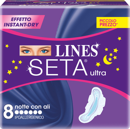 LINES SETA ULTRA ASSORBENTI DA NOTTE 8 PEZZI - farmanauta.it