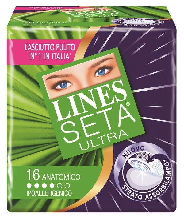 ASSORBENTE LINES SETA ULTRA ANATOMICO 16 PEZZI - farmanauta.it
