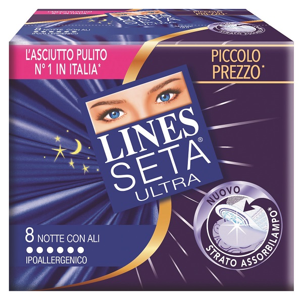 LINES SETA ULTRA ASSORBENTI CON ALI NOTTE 10 PEZZI - farmanauta.it