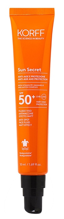 KORFF SUN SECRET FLUIDO VISO ANTIMACCHIE EFFETTO MATT SPF50+ 50 ML - farmanauta.it