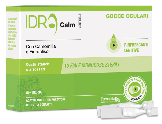 GOCCE OCULARI RINFRESCANTI STERILENS IDRA CALM CAMOMILLA E FIORDALISO 10 FIALE MONODOSE DA 0,33 ML - farmanauta.it