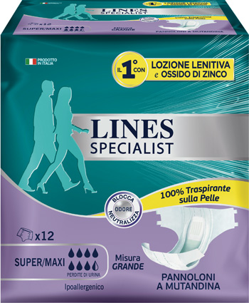 LINES SPECIALIST PANNOLONE A MUTANDA GRANDE 12  PEZZI - farmanauta.it