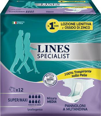 LINES SPECIALIST PANNOLONE A MUTANDA MEDIA 12 PEZZI - farmanauta.it
