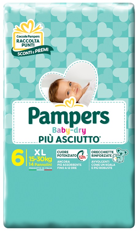 PAMPERS BABY DRY DWCT XL 14 PEZZI - farmanauta.it