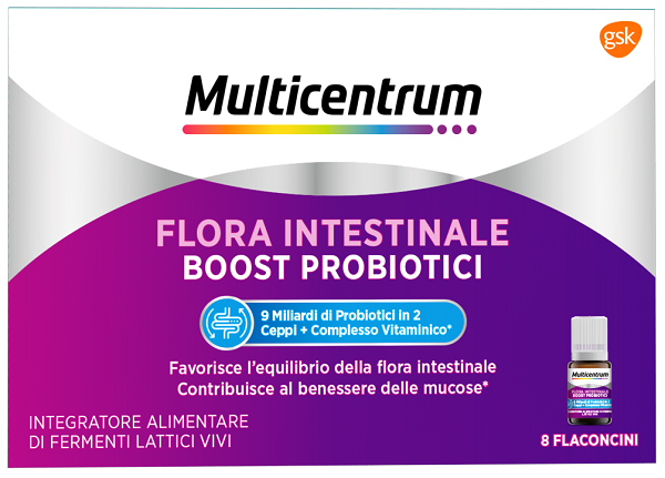 MULTICENTRUM FLORA INTESTINALE BOOST PROBIOTICI 8 FLACONCINI - farmanauta.it