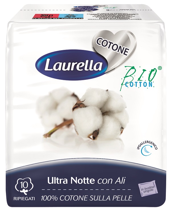 ASSORBENTE LAURELLA PER DONNA IN COTONE ULTRA ALI NOTTE 10 PEZZI - farmanauta.it